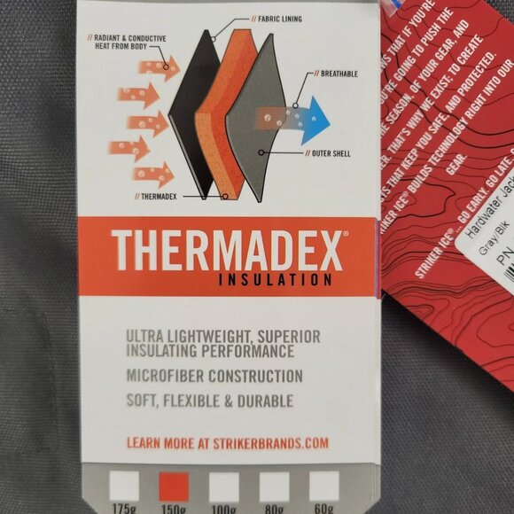 Striker ICE Men's Hardwater Gray/Black Jacket in Small With Sureflote Flotation - Picture 10 of 15